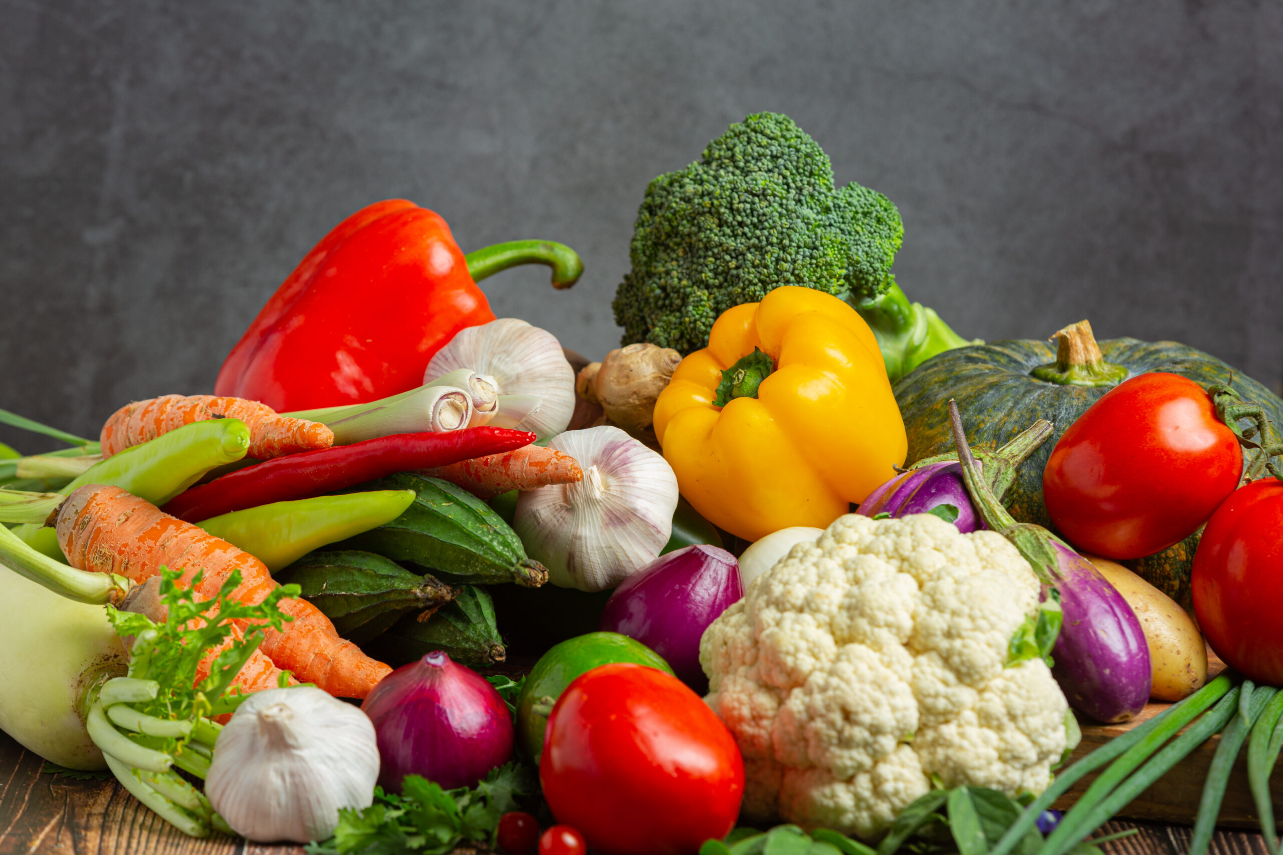 Healthy vegetables on wooden table,World food day